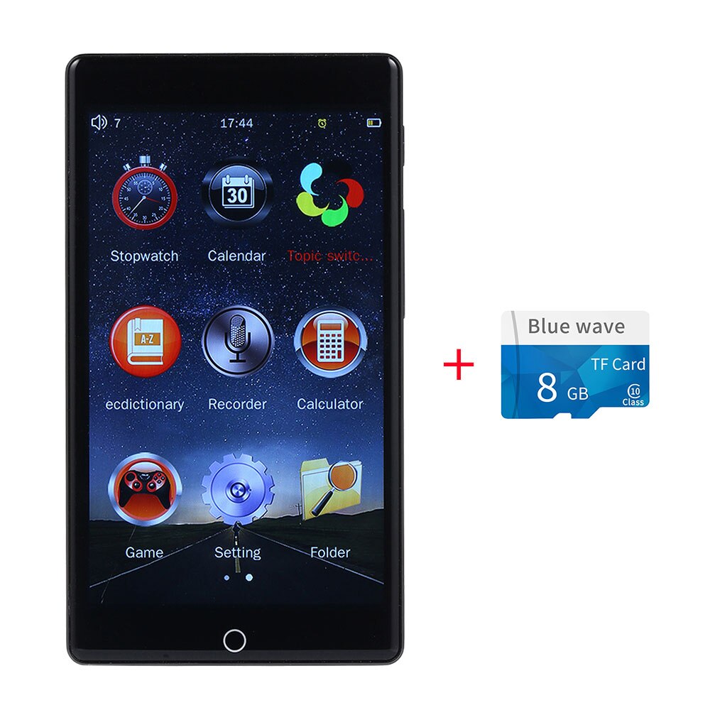 RUIZU H1 odtwarzacz MP3 8GB w pełni dotykowy ekran BT5.0 cyfrowy odtwarzacz muzyczny przenośne radio FM odbiornik nagrywanie z mikrofonem słuchawki: Add 8G TF Card