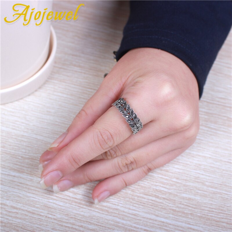 Jojewel plant statement strass folha anéis para mulher nova moda vintage antigo jóias