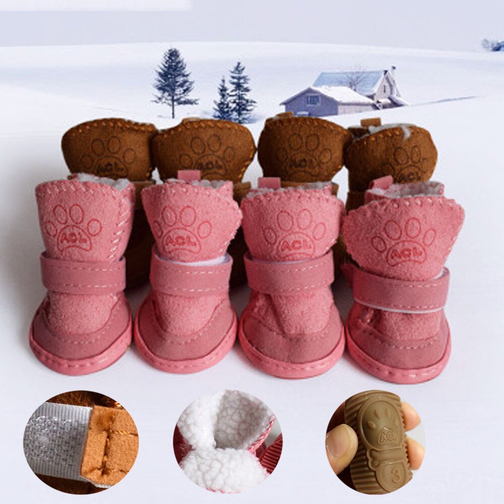 S-xxl varma vinterskor för hundar 4 st/set söta hundstövlar snövandring bomullsblandning valp sneakers tillbehör för husdjur  #1