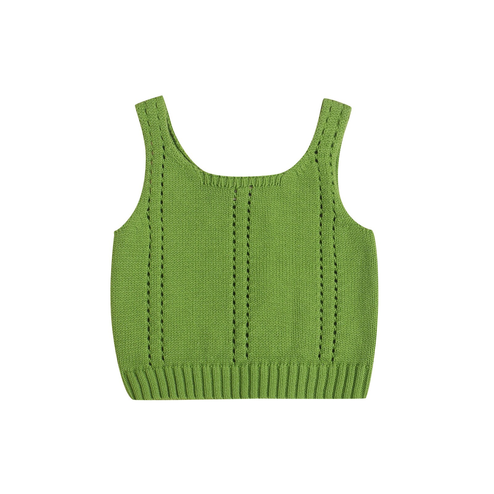 Peuter Baby Meisjes Zomer Gebreide Tank Tops Solid Brede Schouderriem Mouwloos Vest Baby Kids Uitloper Kleding: green / 4T