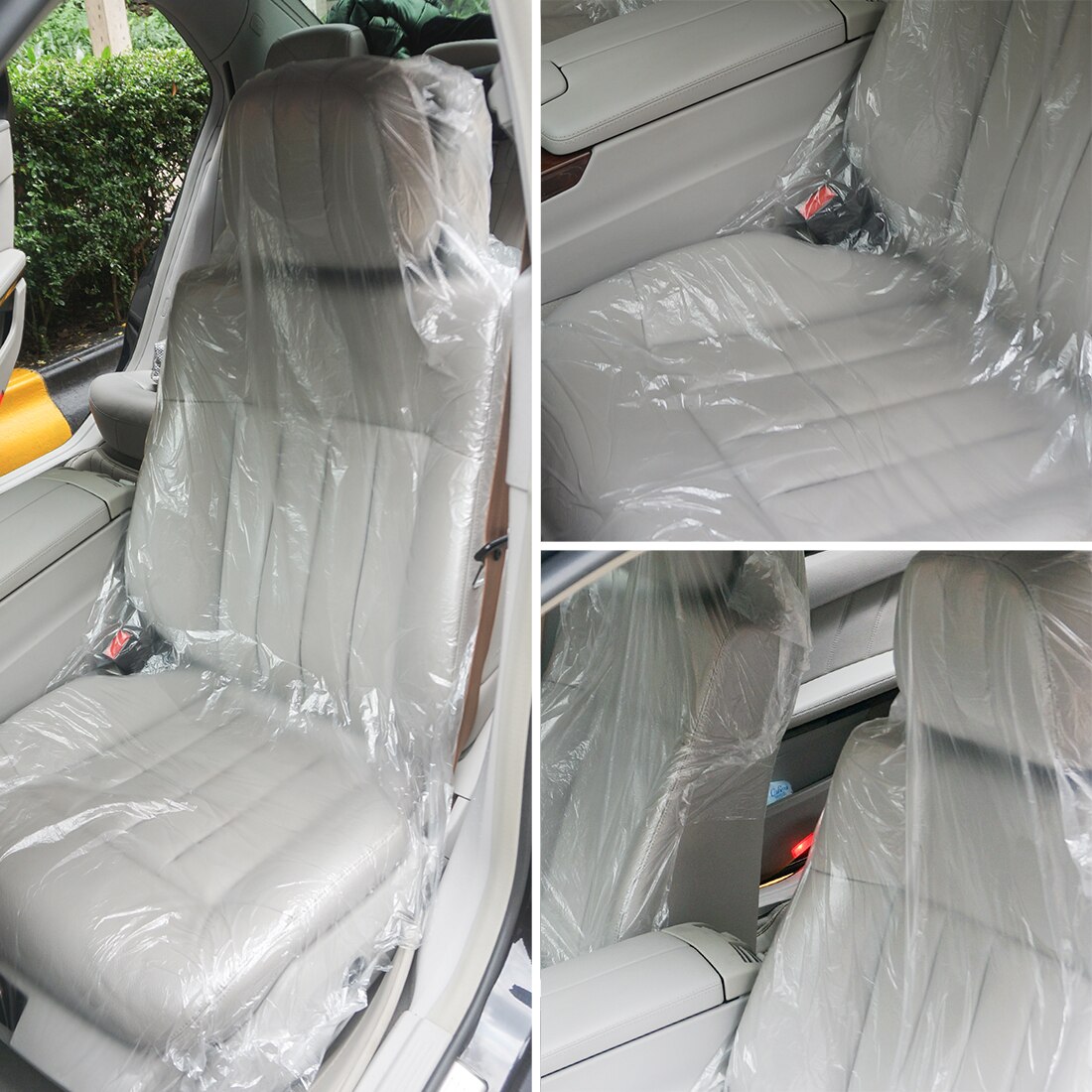 100/200 st universal engångs transparent, dammskyddande bilbarnstolskydd plast verkstad garage interiör tillbehör