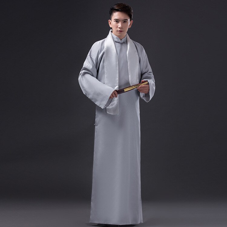 Disfraz tipo túnica tradicional de Príncipe emperador real antiguo chino para hombres: Light Gray