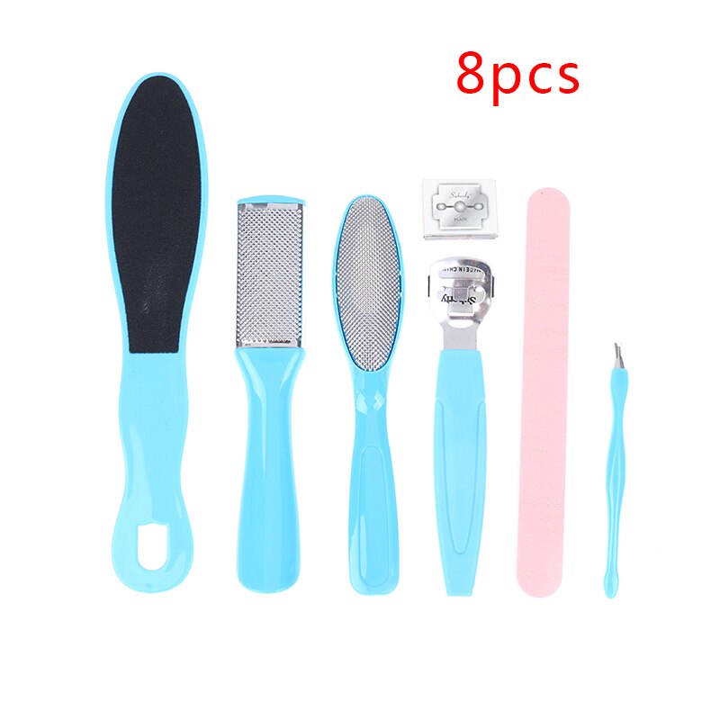 10 in 1 Foot Scrubber Pedicure Tools Kit Rasp Foot File Callu Remover Set Feet Exfoliating Scrubber Cleaner: Blue