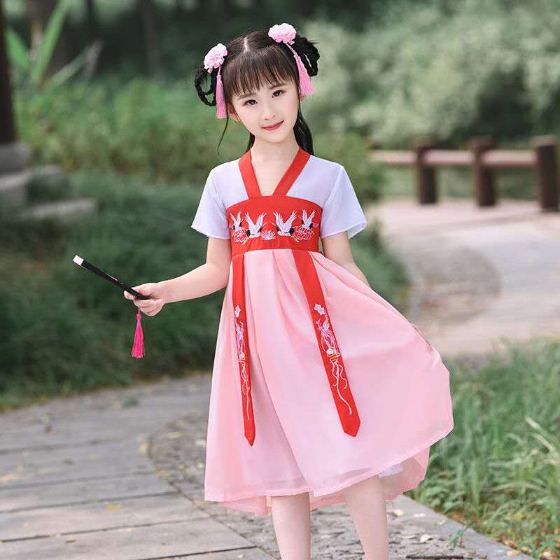 Disfraz de hada antigua hanfu tradicional chino para niñas, ropa de verano de la dinastía tang ming, vestido de princesa para niñas: Como en la imagen 2 / 120(5-6y)