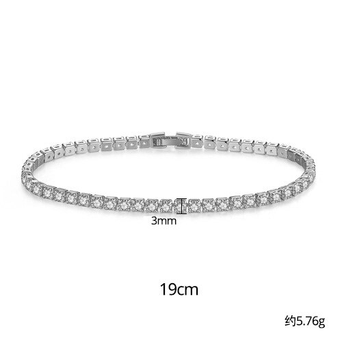 925 prata esterlina 3mm 5mm 17cm 19cm cz tênis pulseira pulseira para mulheres casamento moda jóias atacado festa presente s5650