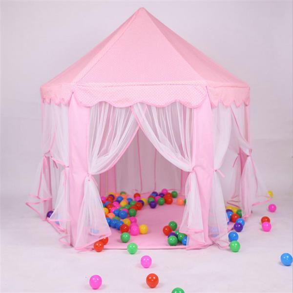 Princess Castle Play House Large Outdoor Kids Play Tent for Girls Pink Garden Folding Play Tent Kids Balls Pool Playhouse