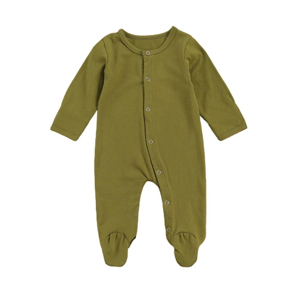 -né bébé garçon fille enveloppement pied barboteuse doux coton vêtements couleur unie à manches longues automne combinaison vêtements de nuit: C / 12M