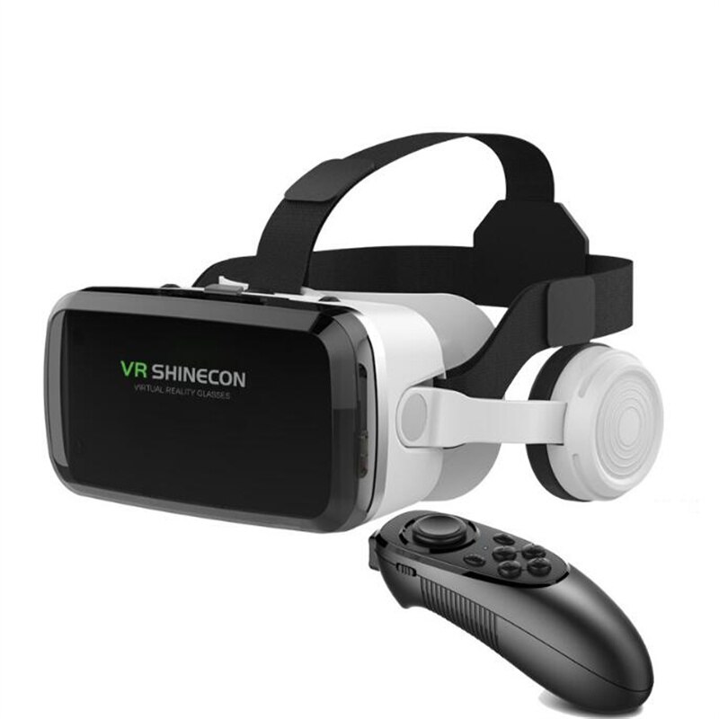 Draadloze Virtual Reality-bril IMAX Enorme scherm 3D-bril Google Cardboard Box VR-headset voor 4,7-7,2 "telefoon, ondersteuning voor gamepad: WHITE
