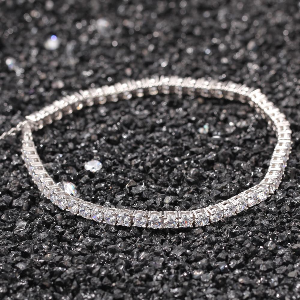 Uwin hiphop smykker 4mm 9 '' iced out tennis kæde ankler til piger cubic zirconia armbånd med forlænget kæde