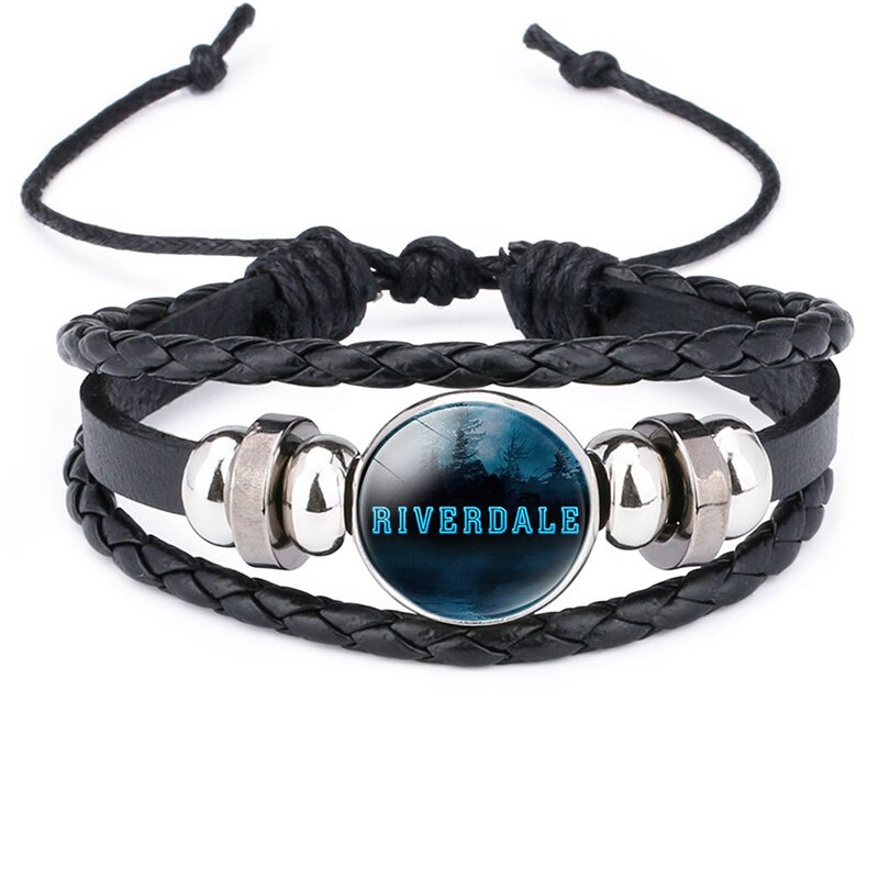 Riverdale-pulsera de cuero multicapa con de Riverdale, joyería para hombre, brazalete de cuentas, cabujón de cristal: 6