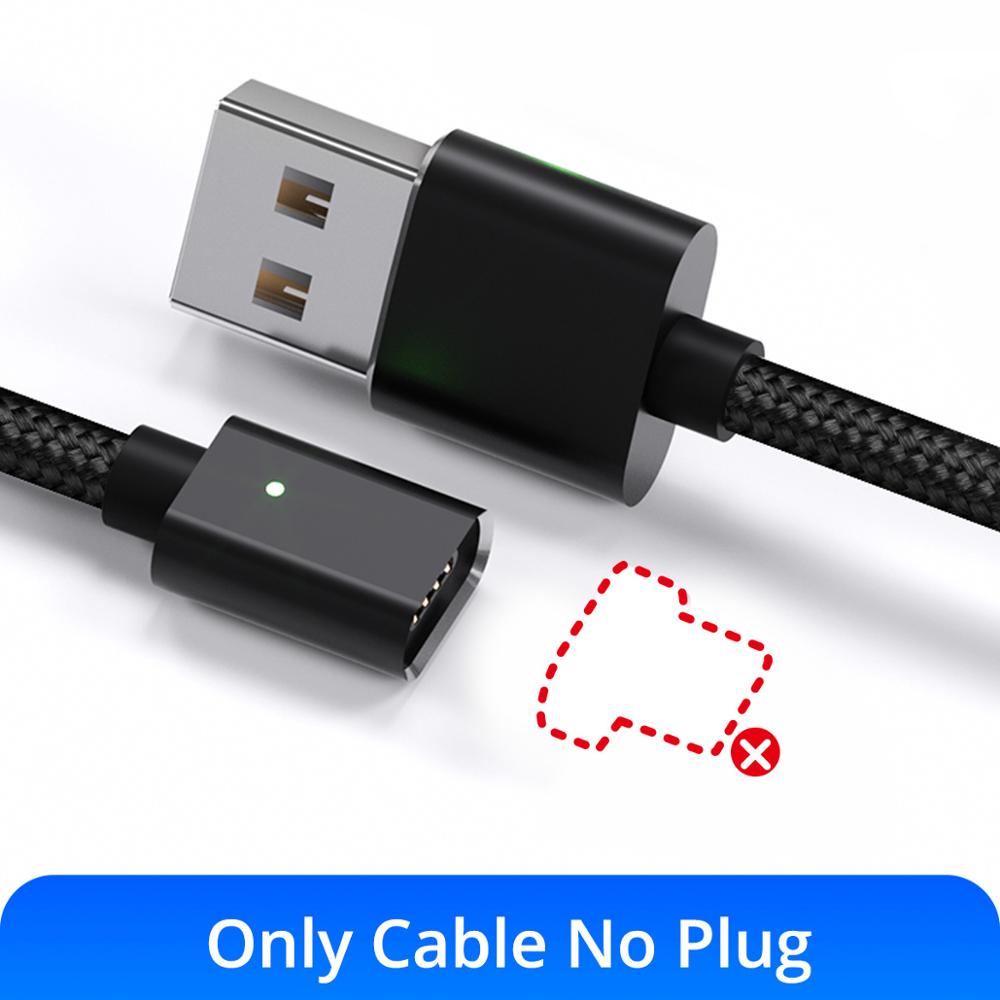 Anmone magnetische kabel snellader micro usb kabel 1m android datakabel magneet oplaadkabel voor mobiele 2m snellaadkabel: Zwarte kabel zonder stekker / 1m
