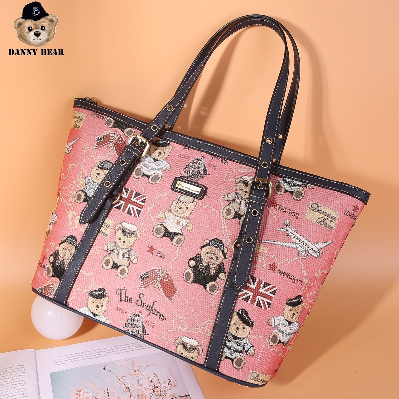 Danny Bear Navigation Bear Series Vintage Fabric Material Tote Bag Women Shoulder Bag DMB9115045-160R