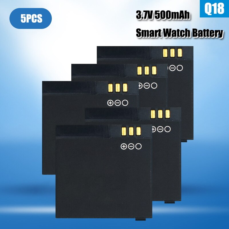 Montre connectée Q18, batterie Lithium-ion, 500mAh, 3.7V, Rechargeable, rechange, polymère: 5pcs