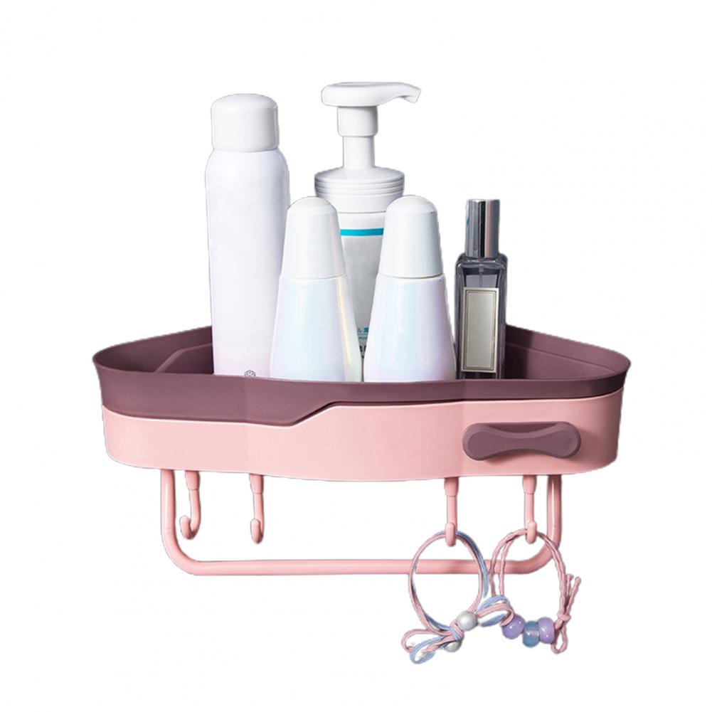 Shower Shelf Plastic Bathroom Rack Easy to Install Space Saver Durable Multifunctional Bathroom Organizer: Pink