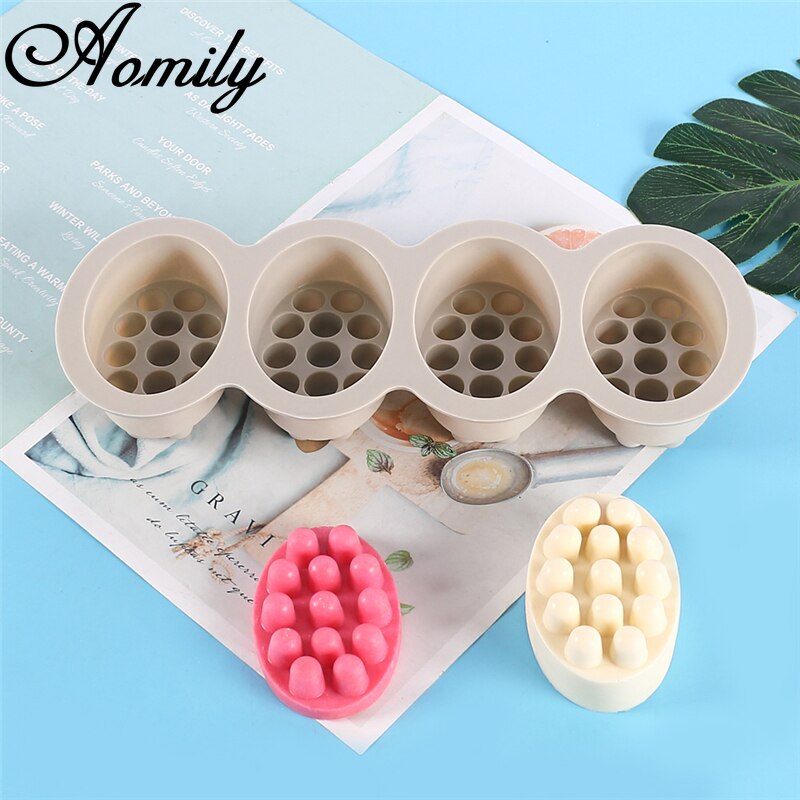 Soap Making Supplies Silicone Soap Mold, 4 Cavity Massage Bar