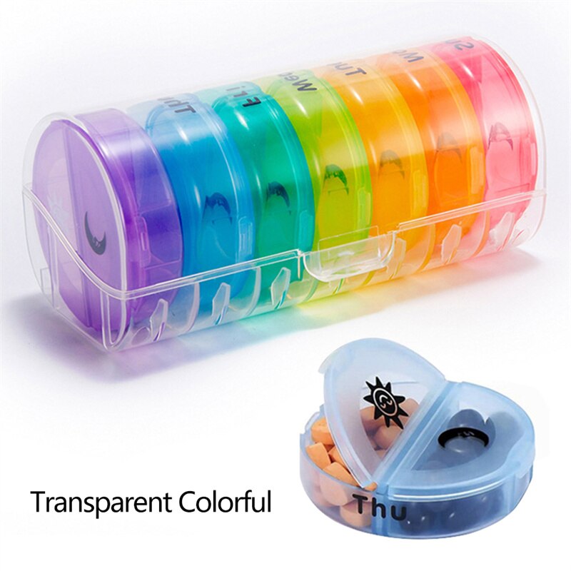 7 Dagen Pillendoos Pillendoosje Container Voor Tabletten Wekelijkse Pillendoos Tablet Sorter Geneeskunde Weekly Storage Box Container Organizer: Transparent