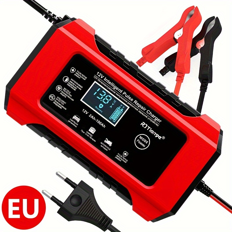 12V 6A Intelligentes Impuls-Reparatur-Batterieladegerät mit LCD-Display für Auto, Motorrad, SUV: Dark Grau