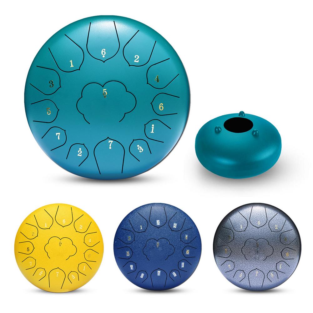 12 Inch Mini Drum 13 Tones Steel Tongue Drum Kit Tune C Empty Spirit Drum Percussion Hand Pan Drum Musical Instruments