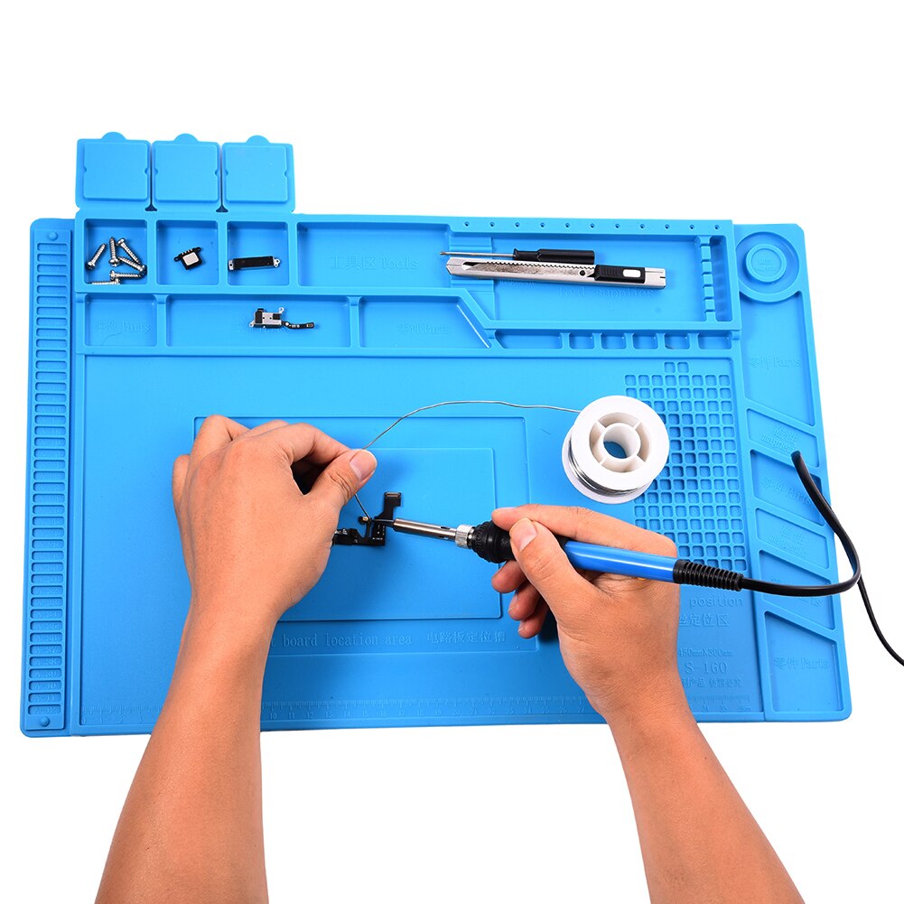 S-160 45x30cm Heat Insulation Silicone Pad Desk Mat Maintenance Platform For BGA Soldering Repair Station With Magnetic Section: Default Title