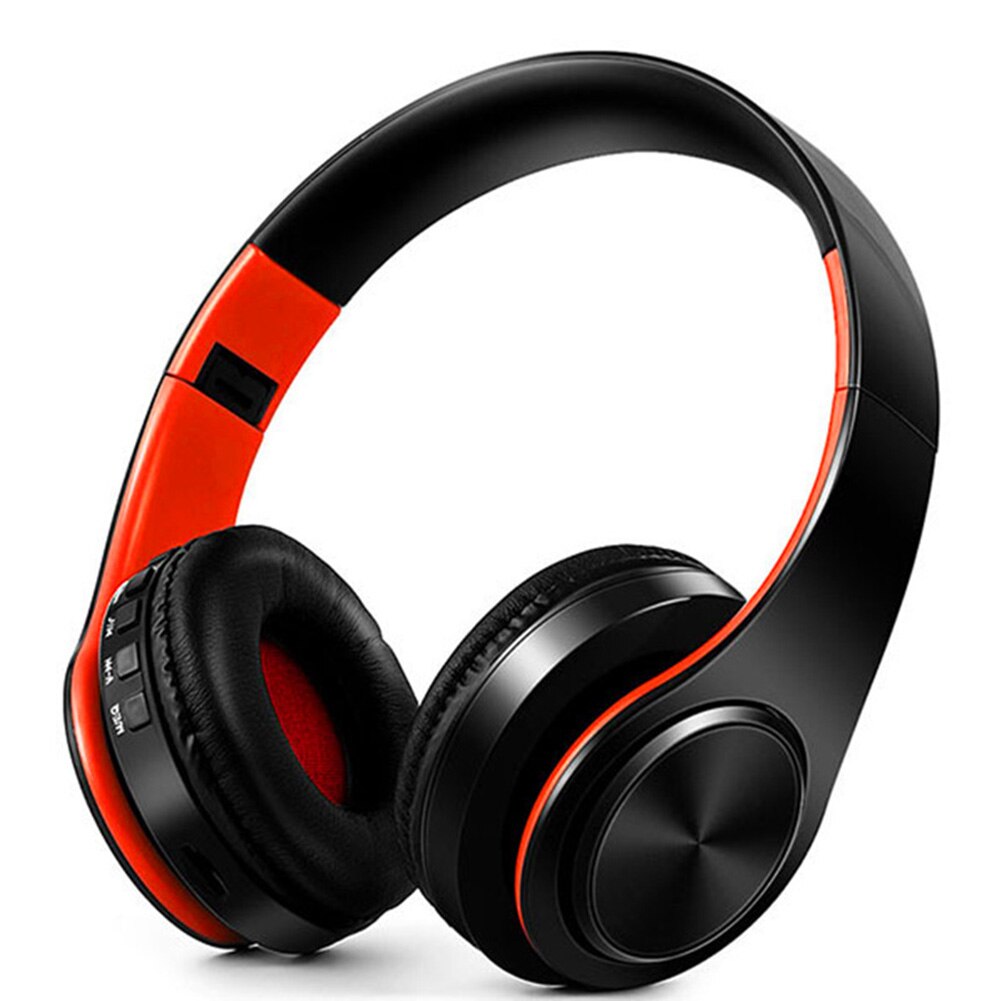 Foldable Over-Ear HiFi Stereo Bluetooth 5.0 Wireless Headphone Sports Headset: Red