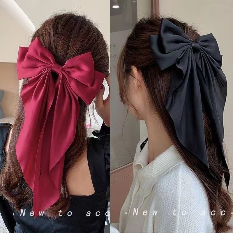 Pinza para el pelo con lazo de gasa para mujer, pasadores de horquilla con lazo grande para niña, Clip para cola de caballo de Color sólido, accesorios para el cabello,