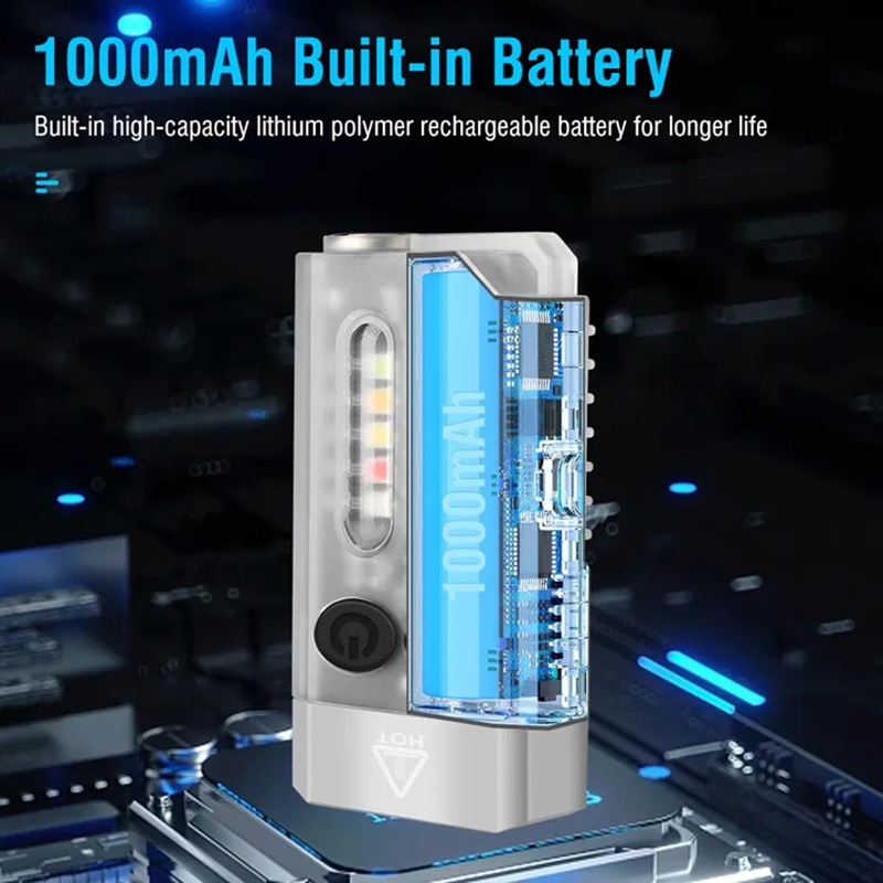 Mini V10 EDC Flashlight 1000LM Super Bright Portable Keychain Light With Magnet USB Rechargeable UV Beep Camping Lantern