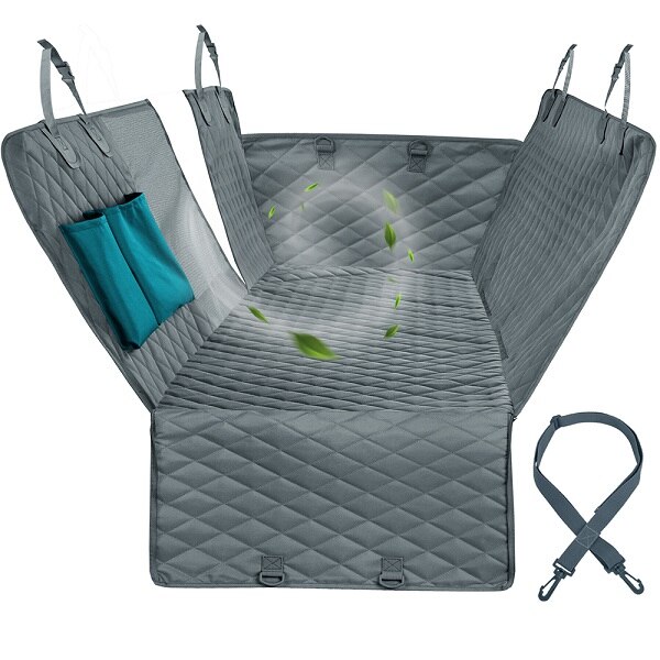 Couverture de siège de voiture pour animaux de compagnie,imperméable à l&#39;eau, hamac arrière, accessoires de voyage, tapis de coffre, protecteur, porte-chiens: Grey