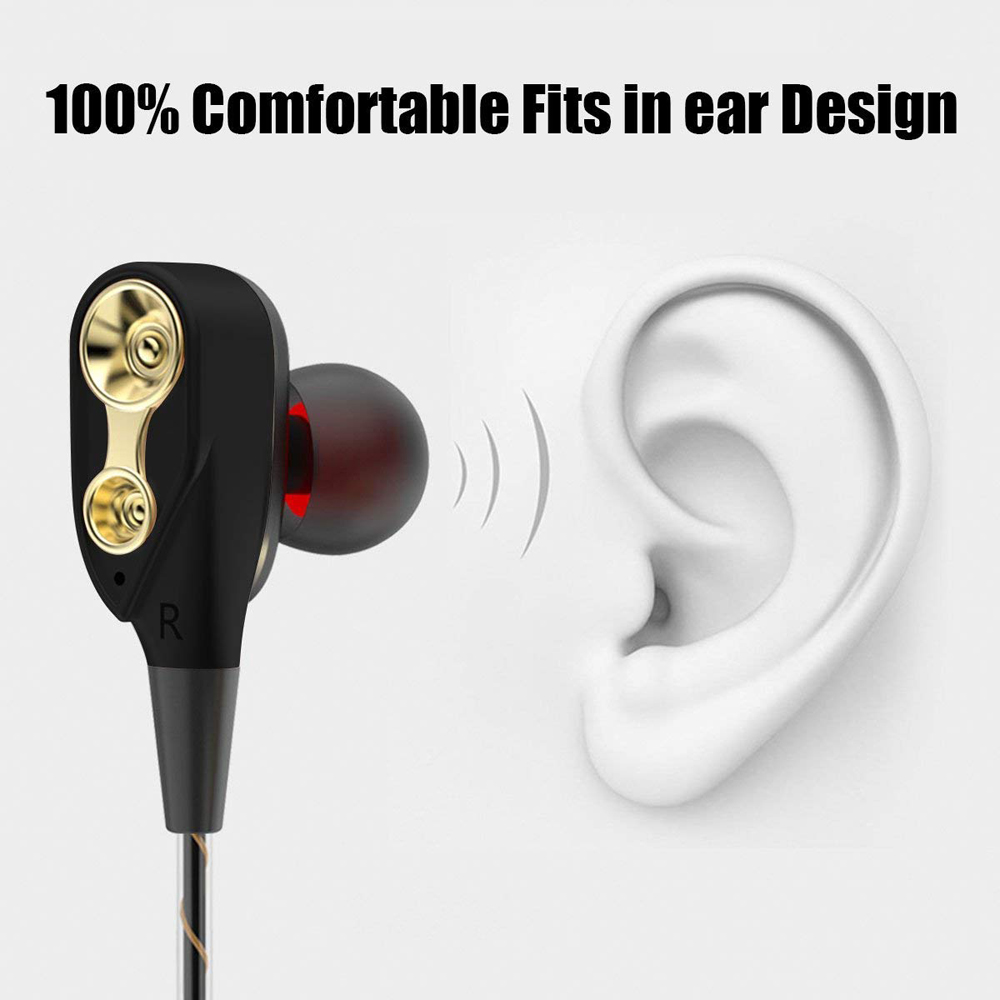 Ptm P22 Dubbele Unit Drive Oortelefoon Hoofdtelefoon Super Bass Subwoofer Sport Headset Voor Telefoon Samsung Iphone Xiaomi Auriculares MP3