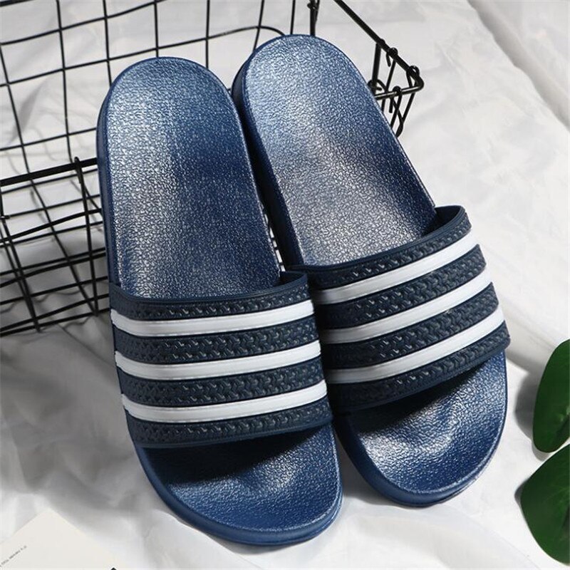 Unisex sommerstribede hjemmesko herre strandtøfler skridsikre badeværelsessandaler dame eu str. 35-44 herre/kvinder slides klipklapper