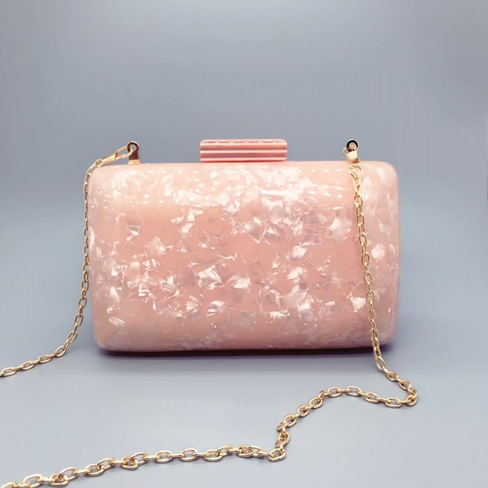 Nuova borsa a tracolla borsa da sera Casual da donna di marca borsa da frizione in acrilico rosa carino borse da sposa in marmo di lusso Prom da sposa: Default Title