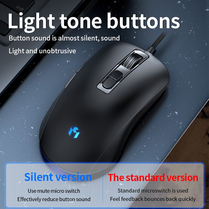 Wired Silent Mouse USB Office Computer Mouse 3200 DPI 7 Buttons Optical Ergonomic Gaming Mouse Support Full key programming Mice