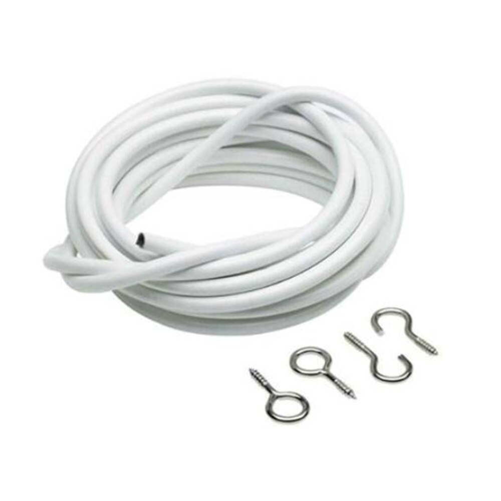 1/2/3 meter Length PVC Window Cord Cable Net Curtain Wire White Windows Curtain Line With FREE HOOKS &amp; EYES For Caravans Boats: 1m