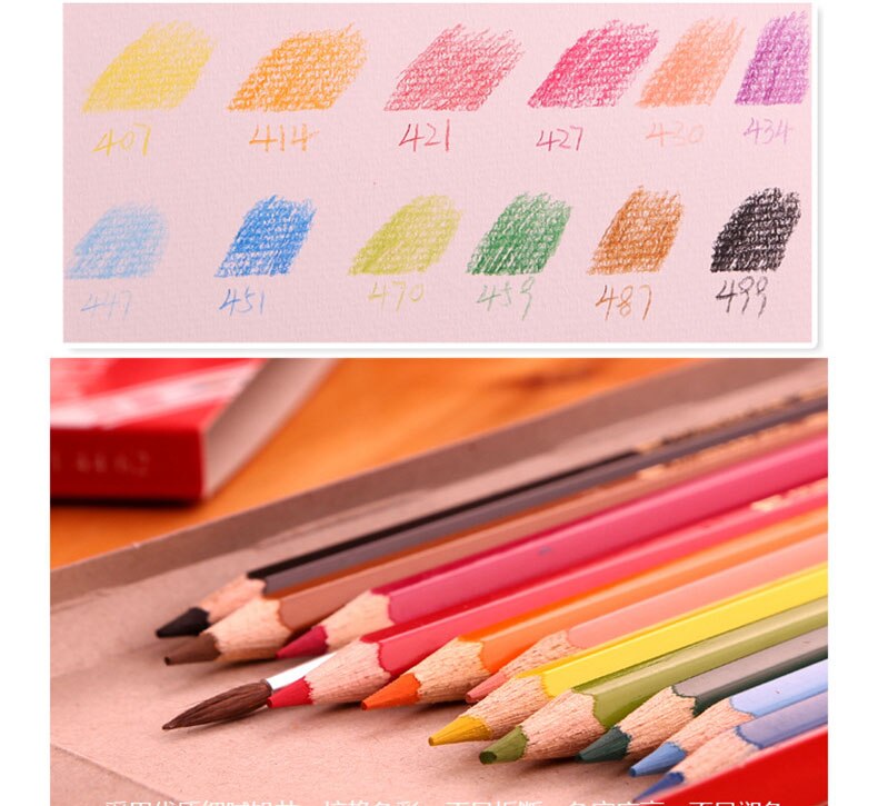 12/48 farve akvarel blyant 36/24 farve vandopløselig farve blyant maleri tegning kunstforsyninger skole studerende papirvarer: 12 farvet vandopløsningsmiddel