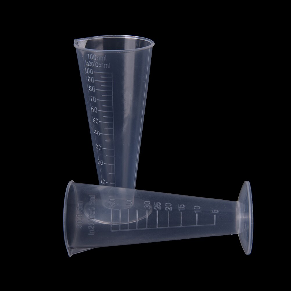 50ml / 100ml Transparent Plastic Cone Measuring Cup With Scale Graduated Cylinders Laboratory Kitchen Measure Accessories