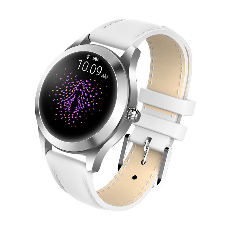Smart Horloge Vrouwen Relogio Smart Horloge Vrouwen KW10 IP68 Waterdicht Hartslag Smartwatch Fitness Armband Voor Lady: Leather White