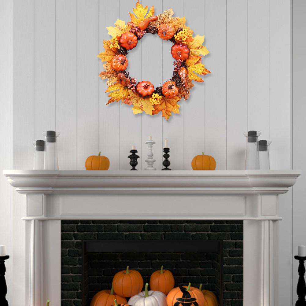 Halloween Pompoen Krans Pvc Krans Halloween Decoraties Voor Huis Zon Bloem Cane Krans Thanksgiving Muur Home Decoratie