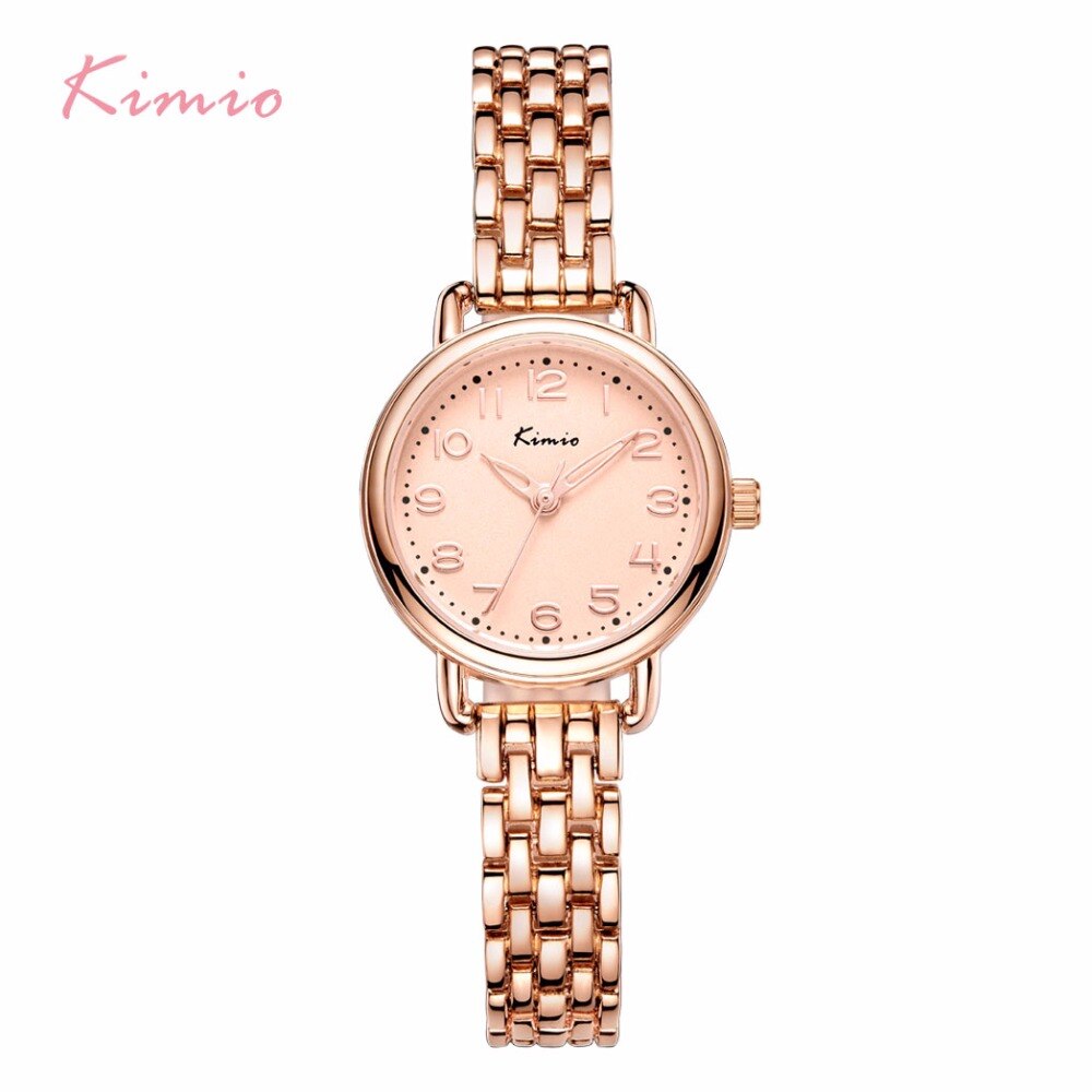 KIMIO Women Bracelet Watches Luxury Fine Stainless Steel Ladies Watch Rose Gold Color Dress Wristwatch With Box