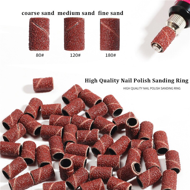 Cabezal cilíndrico para pulir uñas, pulir ruedas, pulir, especial, anillos de pulido, taladro de uñas, herramienta de manicura, 80 #120 #180 #50/100 paquete
