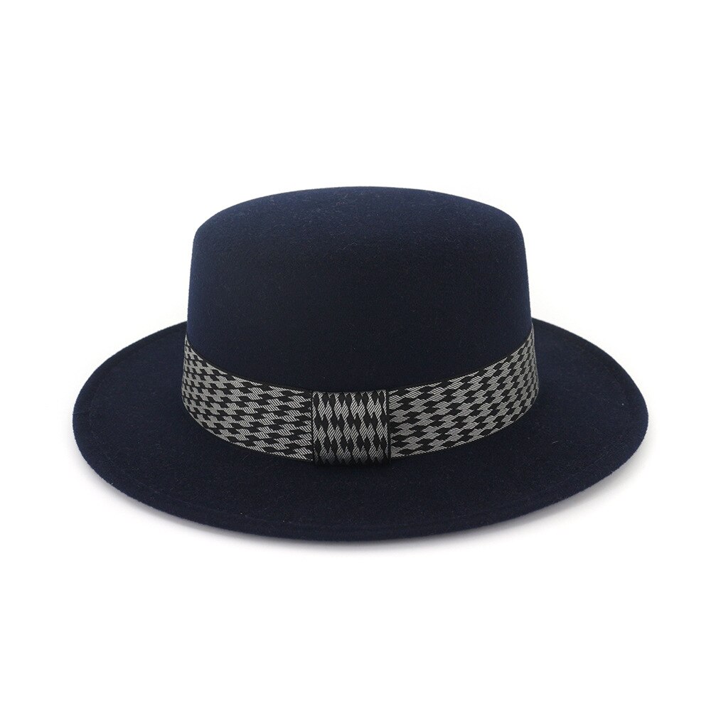 Buttermere Rode Fedora Hoed Voor Vrouwen Wol Schipper Vilten Hoed En Cap Britse Stijl Vintage Vrouwelijke Wollen Jazz Hoed: Dark blue