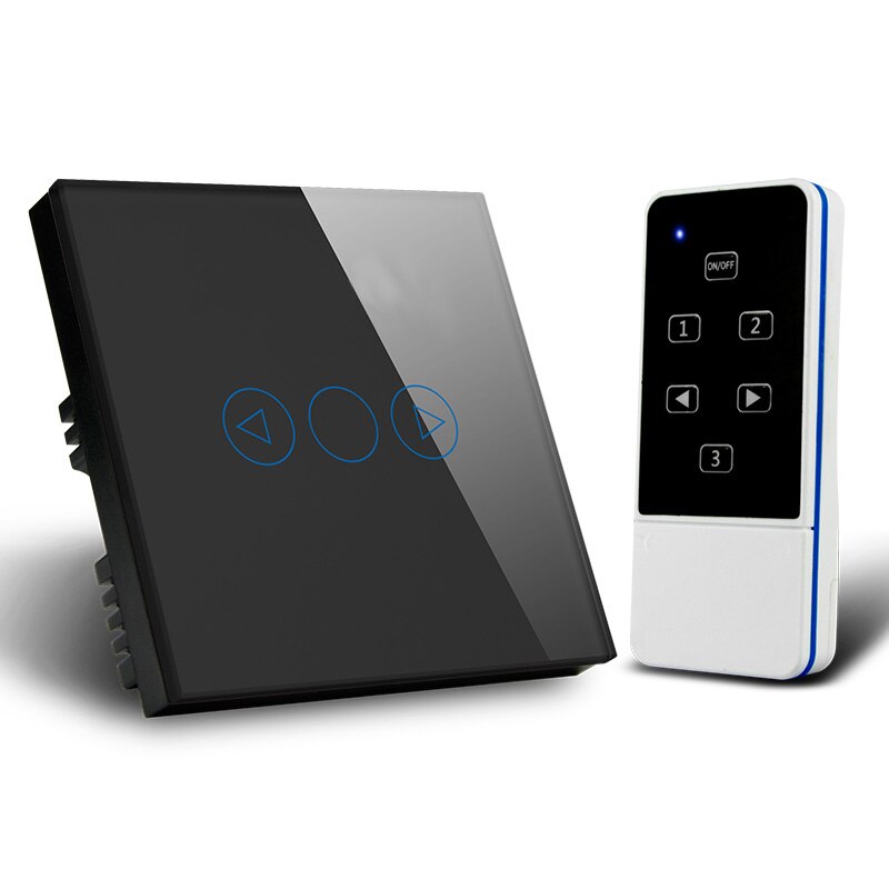300w Dimmer switch remote control scree touch wall switch for led light and dimming halogen lampAC110-240V: black
