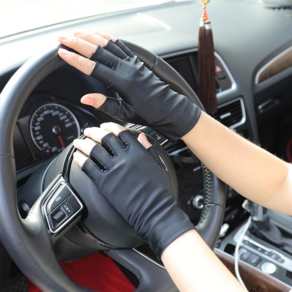 Auto Rijden Handschoenen Anti-Uv Handschoenen Vrouwen Mannen Half Vinger Handschoenen Dunne Zweet Absorptie Ademend Antislip Drive Hand Protector