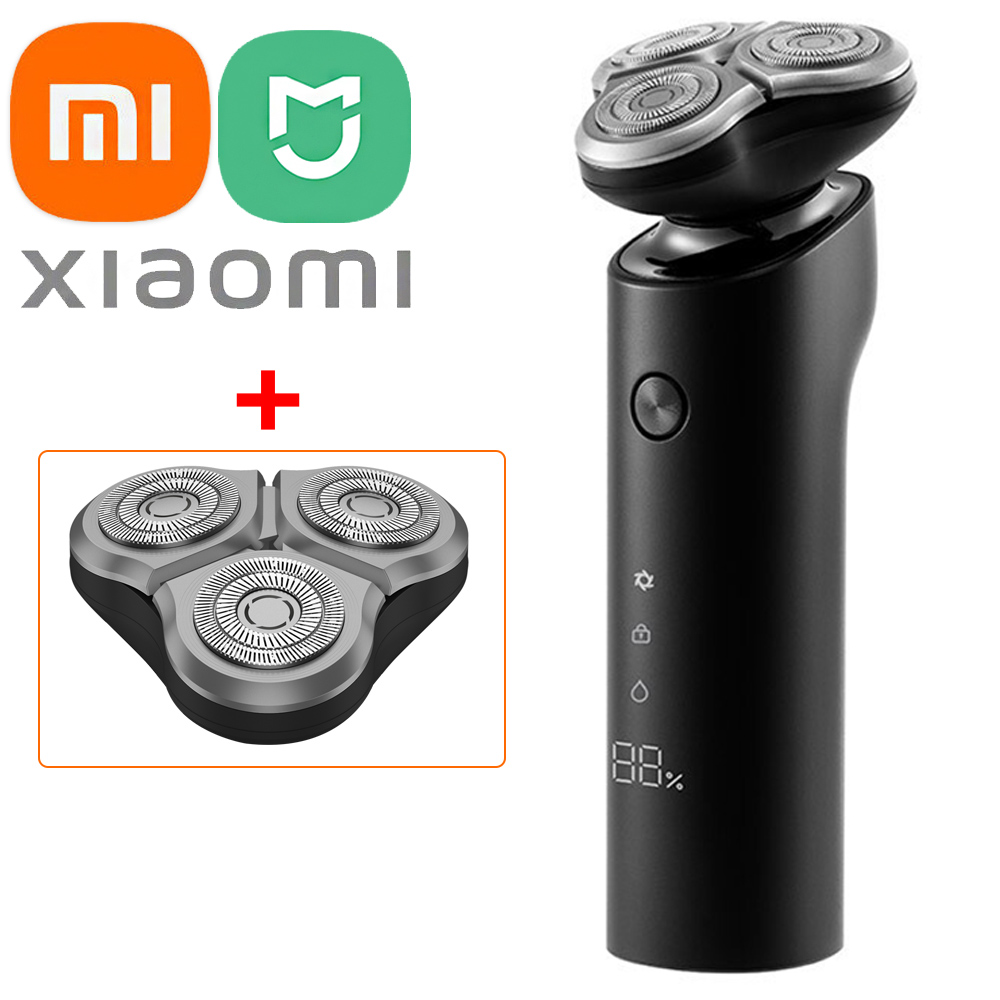 Xiaomi Mijia Shaver Electric Mi Shaver for Men S500 Razor Beard Shaving Machine Trimmer LED Display 3 Blades Heads Floating: Add 1 Head