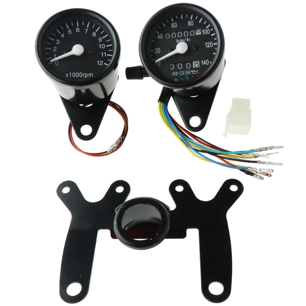 12v motorcykler retro lcd speedometer kilometertæller omdrejningstæller multifunktion brændstofmåler samling