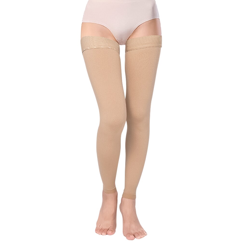 15-20 mmHg Open/Gesloten Teen, footless Unisex Kniehoge Medische Ondersteuning Oedeem Slang Zwelling Spataderen Compressie Kousen: Footless-Beige / S