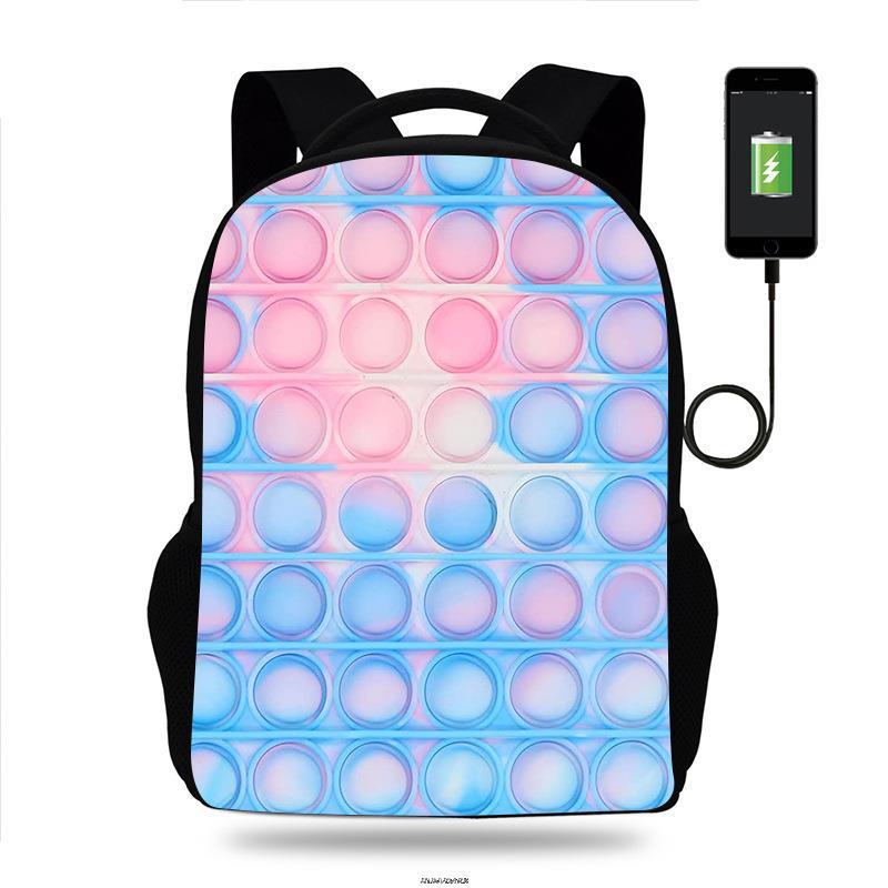Push Pop It fidget Backpack for Teenagers Boys Girls School Bags Children Oxford USB Charge Bag Kids Mochilas