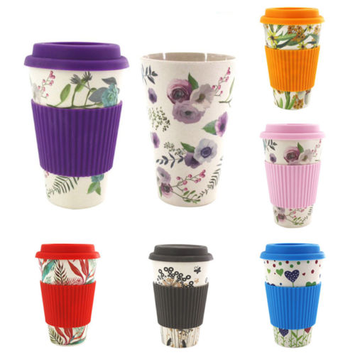 Stylish Reusable Bone China Ceramic Travel Mugs Tea Coffee Travel Mug Cup Silicone Lid