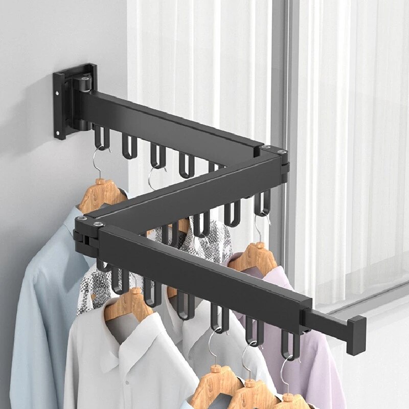 Balcony Folding Clothes-Hanging Wall Type Invisible Window Indoor Simple Clothes-Drying, Outdoor Telescopic Air Rod