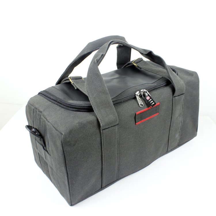 Sac à main en toile épaisse, sac de voyage de grande capacité, sac de voyage mobile, 20 ou 27 pouces: 2-black 20 inches