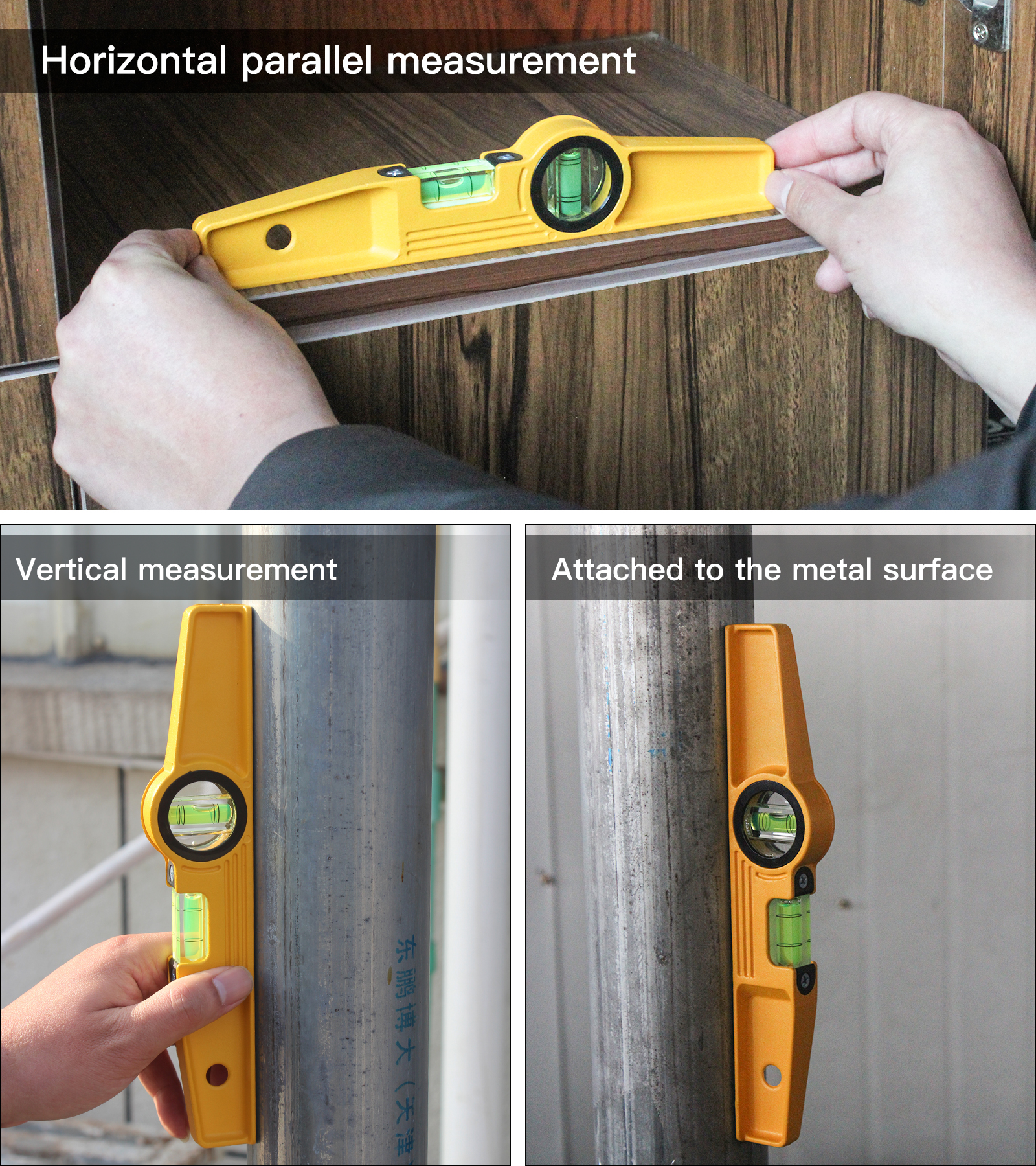 Rongpro Portable Magnetic Spirit Level High Precision Aluminum Construction Leveling Tool Measurement Bubble 250mm Gauge Anti-ru