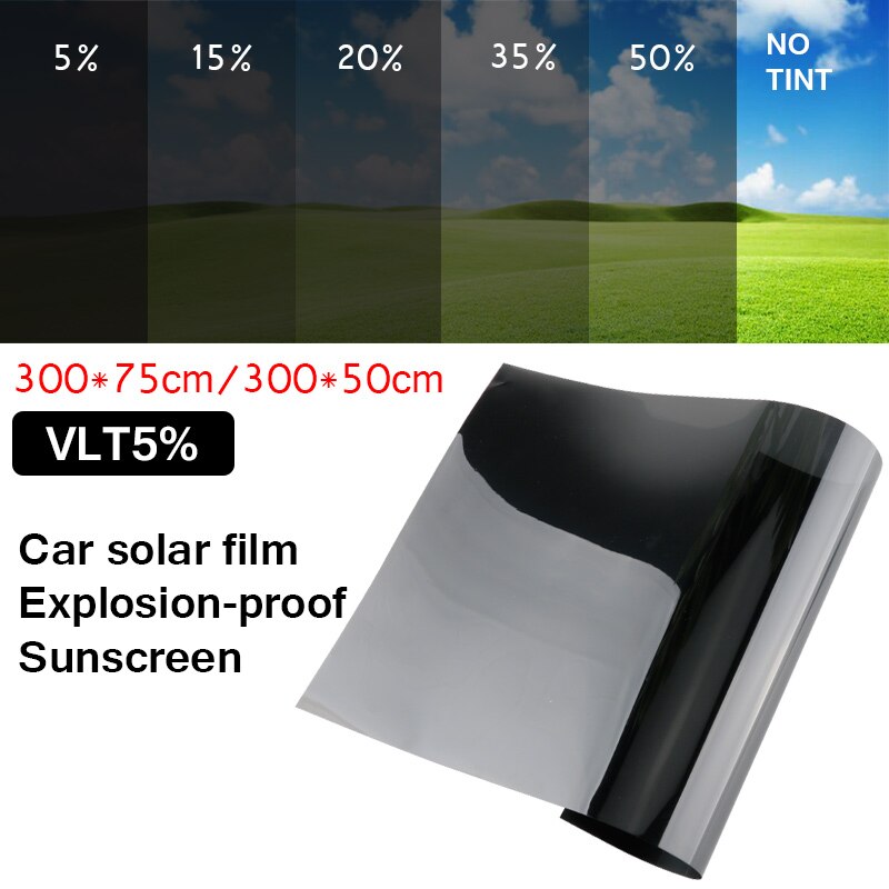 Vlt 5% Dark Black Car Window Tint Film Roll Glas Auto Auto Solar Bescherming Zomer Voor Auto Side Window Thuis glas Met Schrapen